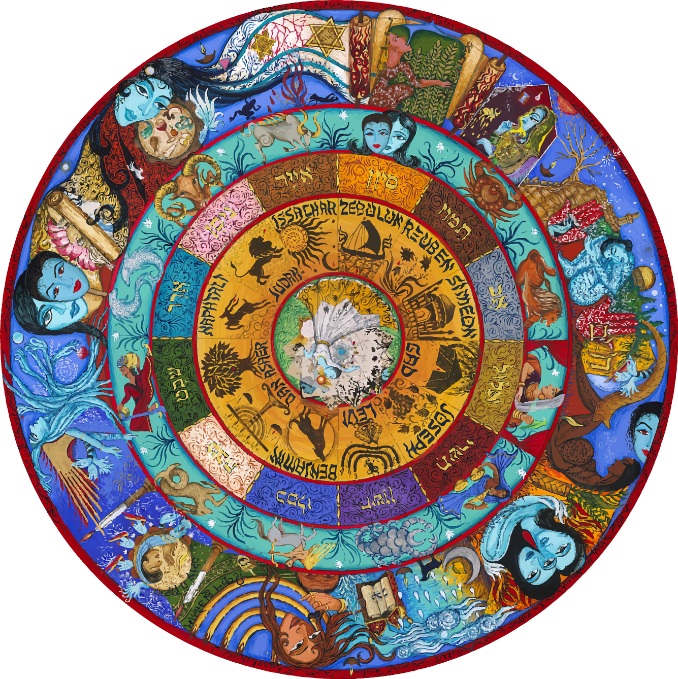 The Siona Benjamin floor mural at Central Reform Congregation